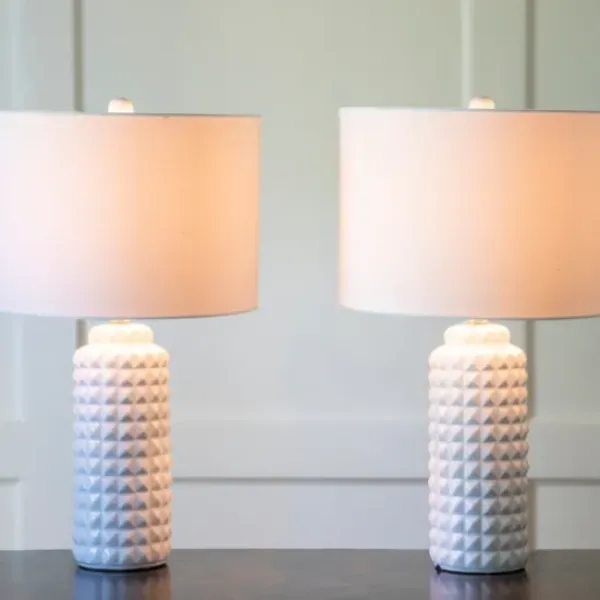 Table Lamps-Kirkland's Home Studded Ceramic Table Lamps, Set Of 2 White