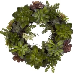 Wreaths-Kirkland's Home Succulent Wreath Green