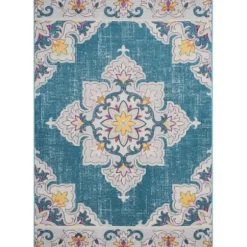 Outdoor Rugs-Kirkland's Home Summer Hues Floral Burst Outdoor Area Rug, 6X9 Multi