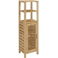 Bathroom Furniture-Kirkland's Home Sumter Bamboo Shelves And Cabinet
