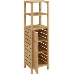 Bathroom Furniture-Kirkland's Home Sumter Bamboo Shelves And Cabinet