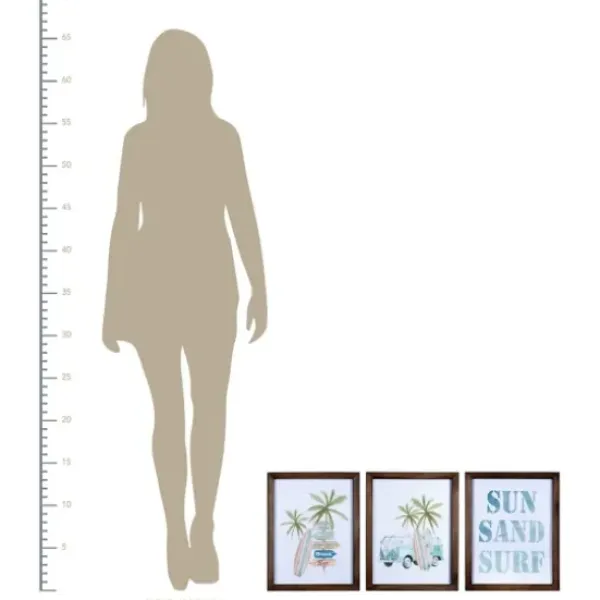 Wall Quotes & Signs-Kirkland's Home Sun Sand Surf 3-Pc. Coastal Wall Plaques White/Brown/Blue