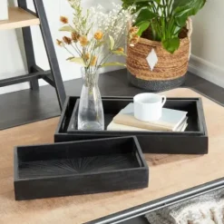 Decorative Trays-Kirkland's Home Sun Star 2-Pc. Mirrored Tray Set Gold