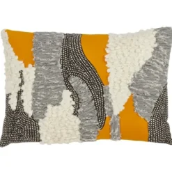 Pillows-Kirkland's Home Sunshine Boucle Textured Lumbar Throw Pillow Yellow/White/Gray