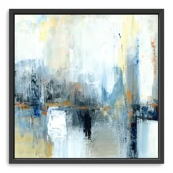 Framed Art-Kirkland's Home Sweeping The City Framed Canvas Art Print White/Blue/Yellow