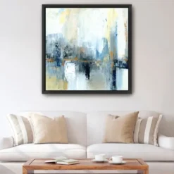 Framed Art-Kirkland's Home Sweeping The City Framed Canvas Art Print White/Blue/Yellow