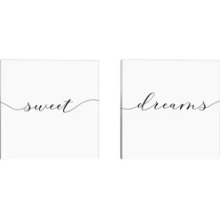 Wall Quotes & Signs-Kirkland's Home Sweet Dreams Diptych Giclee Canvas Print Set Black/White