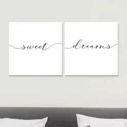 Wall Quotes & Signs-Kirkland's Home Sweet Dreams Diptych Giclee Canvas Print Set Black/White