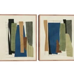 Framed Art-Kirkland's Home Synch Abstract 2-Pc. Framed Canvas Art Set White/Green/Gray