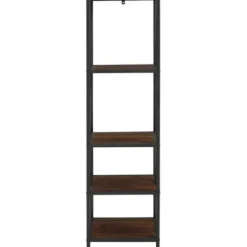 Office Furniture-Kirkland's Home Tall Metal X-Framed Dark Walnut Bookshelf Brown