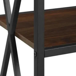 Office Furniture-Kirkland's Home Tall Metal X-Framed Dark Walnut Bookshelf Brown