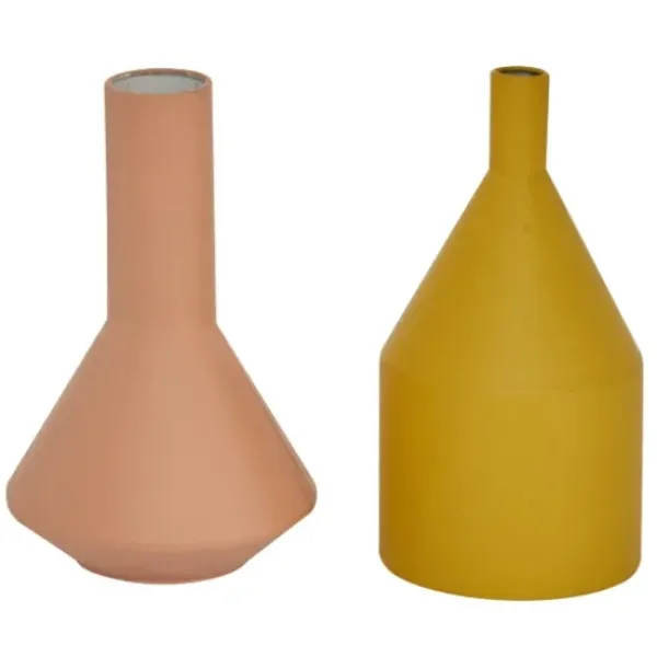 Vases-Kirkland's Home Tall Terracotta Two-Toned Speckled Vases, Set Of 3 Tan/White
