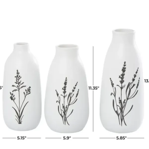 Vases-Kirkland's Home Tan And White Striped Coastal Ceramic Vase, 9 In. Tan/White