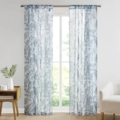 Curtains & Drapes-Kirkland's Home Tan Floral 2-Pc. Curtain Panel Set, 96 In. Tan/White