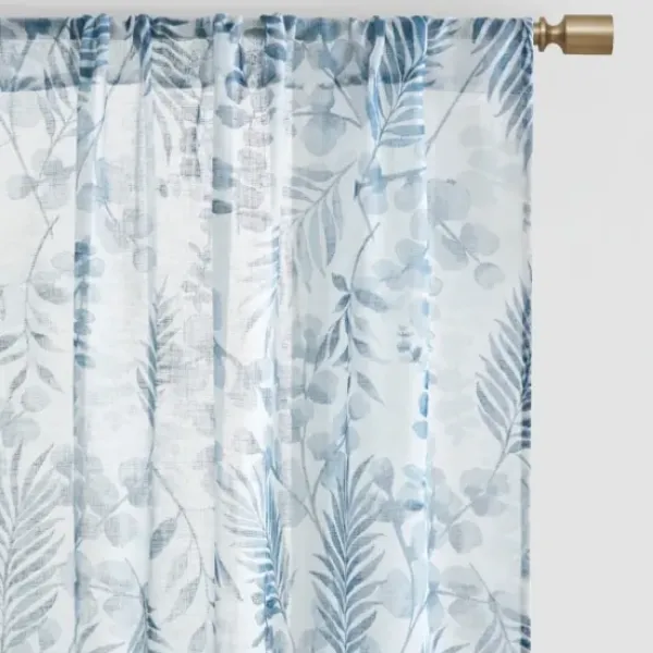 Curtains & Drapes-Kirkland's Home Tan Floral 2-Pc. Curtain Panel Set, 96 In. Tan/White