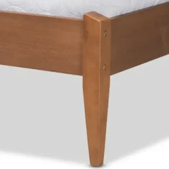 Beds & Headboards-Kirkland's Home Tan Upholstered Brown Wood King Platform Bed Brown/Tan