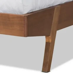 Beds & Headboards-Kirkland's Home Tan Upholstered Brown Wood Queen Platform Bed