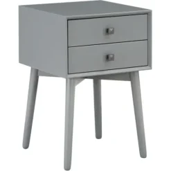 Nightstands-Kirkland's Home Tapered 2-Drawer Nightstand Gray
