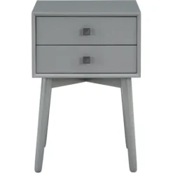 Nightstands-Kirkland's Home Tapered 2-Drawer Nightstand Gray