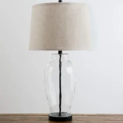 Table Lamps-Kirkland's Home Tapered Metal And Glass Jug Table Lamp White