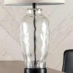 Table Lamps-Kirkland's Home Tapered Metal And Glass Jug Table Lamp White