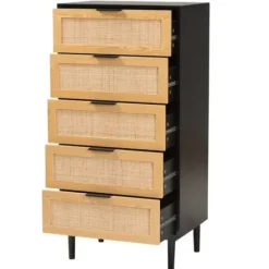 Dressers & Chests-Kirkland's Home Tara Two-Tone Espresso Rattan Chest