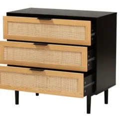 Dressers & Chests-Kirkland's Home Tara Two-Tone Espresso Rattan Dresser