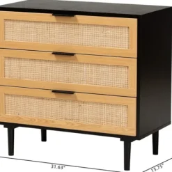 Dressers & Chests-Kirkland's Home Tara Two-Tone Espresso Rattan Dresser