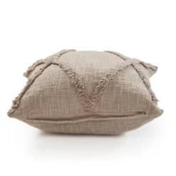 Pillows-Kirkland's Home Taupe Fringe Diamond Pillow, 20 In. Tan