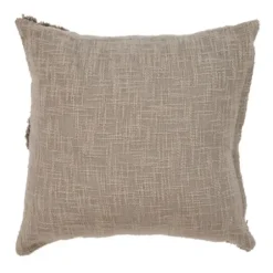 Pillows-Kirkland's Home Taupe Fringe Diamond Pillow, 20 In. Tan