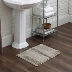 Bathroom Rugs-Kirkland's Home Taupe High Pile Marshmallow Bath Mat, 40 In. Ivory
