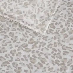 Bed Sheets-Kirkland's Home Taupe Leopard Satin King 2-Pc. Pillow Case Set White/Tan