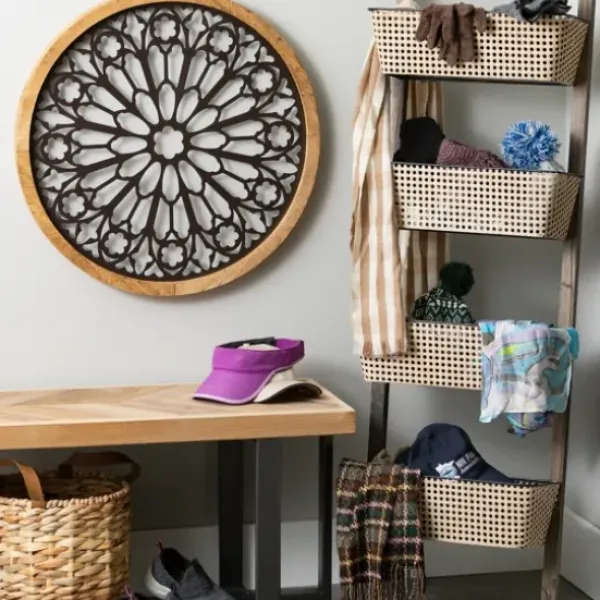 Baskets & Boxes-Kirkland's Home Taupe Paw Trellis Rec Gle Basket, 17.5 In. Tan