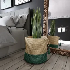 Baskets & Boxes-Kirkland's Home Taupe Paw Trellis Round Basket, 15 In. Tan