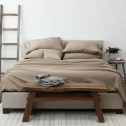 Bed Sheets-Kirkland's Home Taupe Ultra Soft 6-Pc. Queen Sheet Set Tan