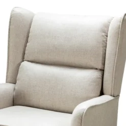 Accent Chairs-Kirkland's Home Taupe Upholstered Natural Base Wingback Rocker Tan