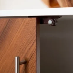 Tv Stands & Media Consoles-Kirkland's Home Teak And White Chevron Door Tv Stand Brown