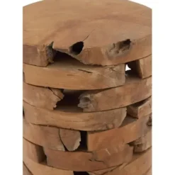 Benches & Ottomans-Kirkland's Home Teak Wood Stacked Round Stool Brown