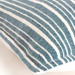Pillows-Kirkland's Home Teal And Ivory Directional Stripes Pillow Blue/Ivory
