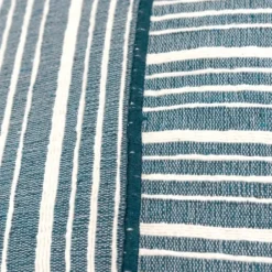 Pillows-Kirkland's Home Teal And Ivory Directional Stripes Pillow Blue/Ivory