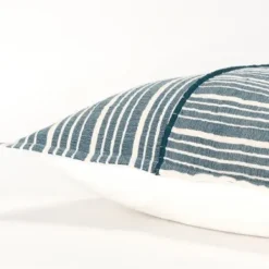 Pillows-Kirkland's Home Teal And Ivory Directional Stripes Pillow Blue/Ivory