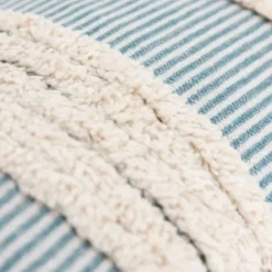 Pillows-Kirkland's Home Teal And Natural Tufted Stripes Lumbar Pillow Blue/Tan