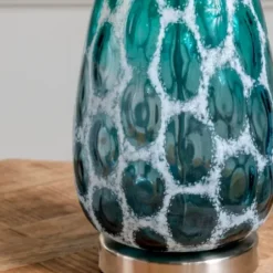 Table Lamps-Kirkland's Home Teal Blue And Nickel Table Lamp White