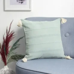 Pillows-Kirkland's Home Teal Dobby Loomed Pillow Blue