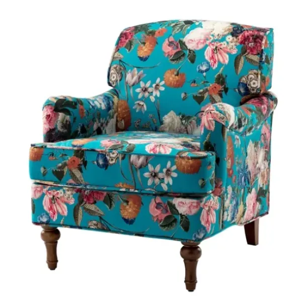 Accent Chairs-Kirkland's Home Teal Floral Classic Accent Chair Blue/Multi