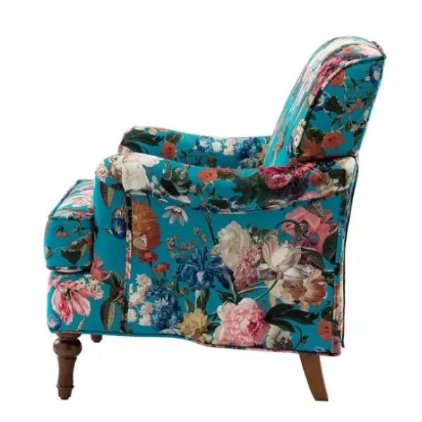 Accent Chairs-Kirkland's Home Teal Floral Classic Accent Chair Blue/Multi