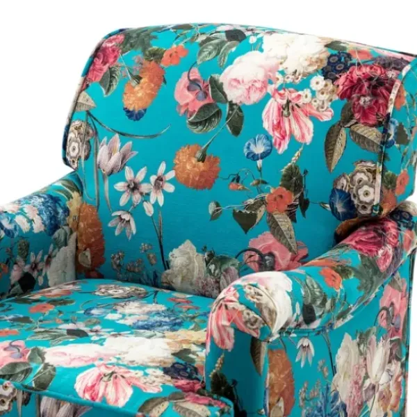 Accent Chairs-Kirkland's Home Teal Floral Classic Accent Chair Blue/Multi