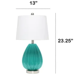Table Lamps-Kirkland's Home Teal Glass Pleated Table Lamp White