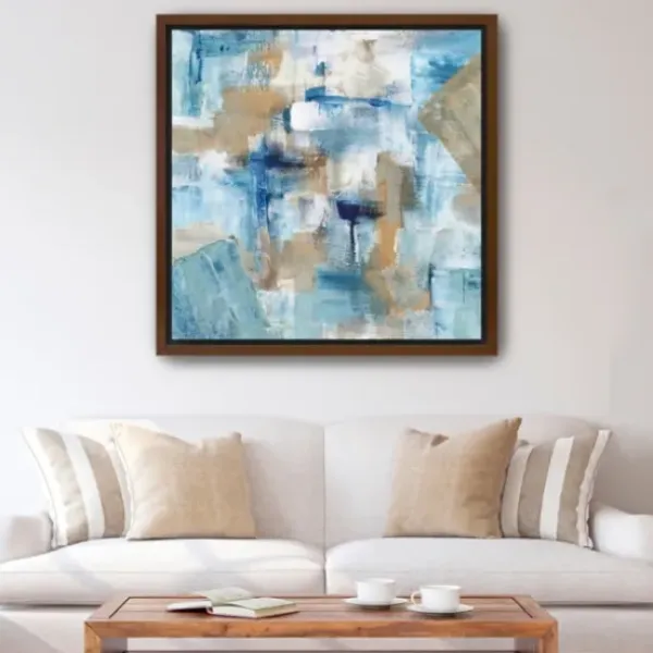 Framed Art-Kirkland's Home Teal Infusion Framed Canvas Art Print White/Blue/Brown