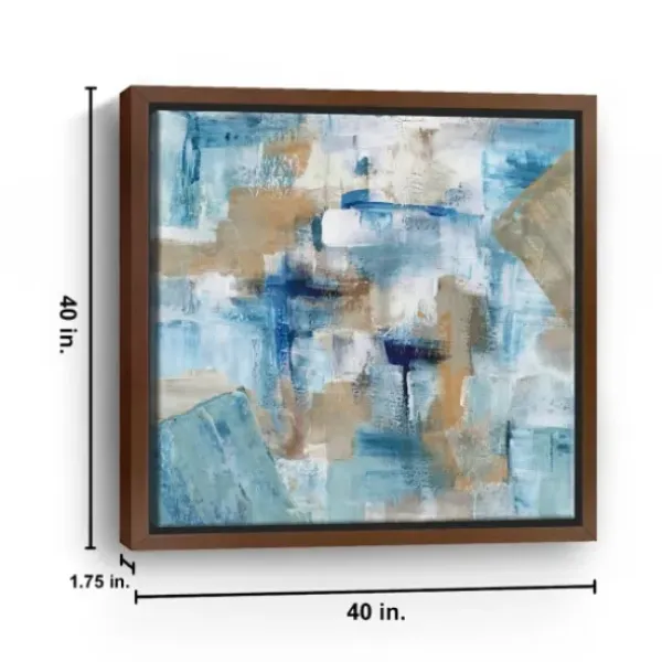 Framed Art-Kirkland's Home Teal Infusion Framed Canvas Art Print White/Blue/Brown